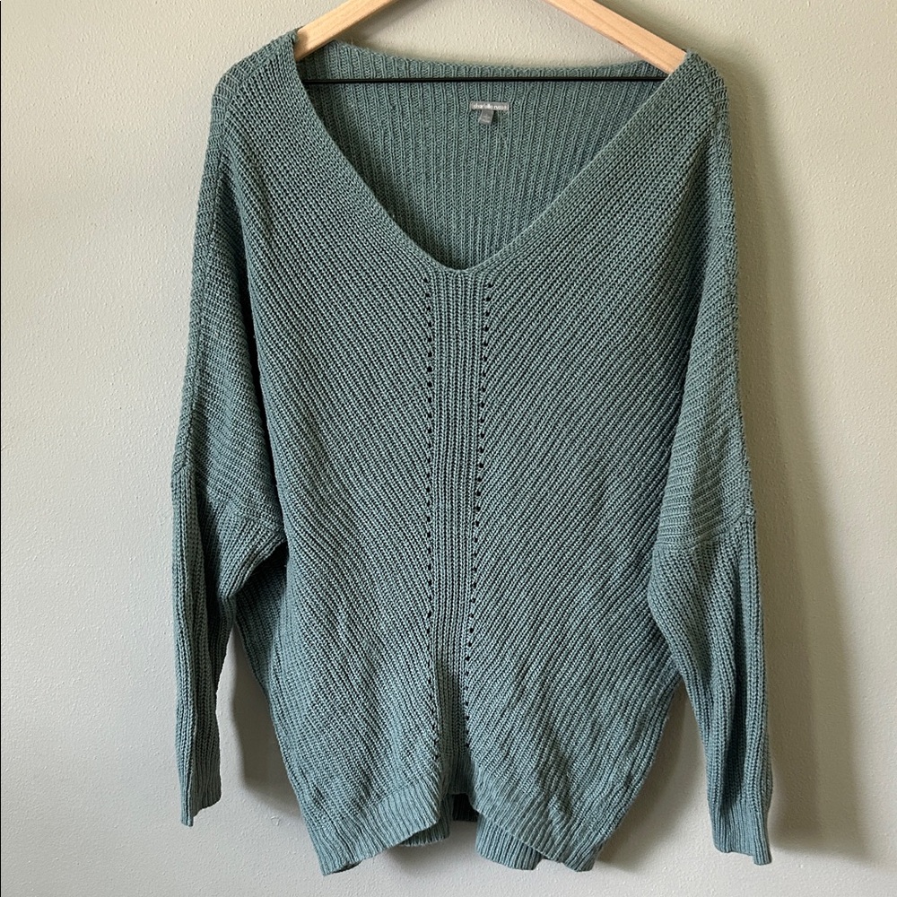 Charlotte Russe V-Neck Sweater - Teal